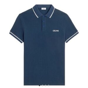 Celine Men’s Polo in Cotton Pique Navy Blue